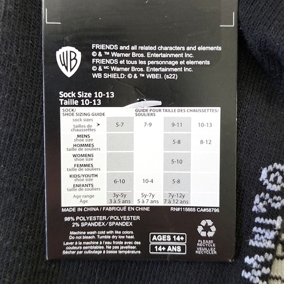 FRIENDS The TV Series Central Perk Men 3 Pack Crew Socks Multi-Color Size 8-12 - Picture 14 of 15